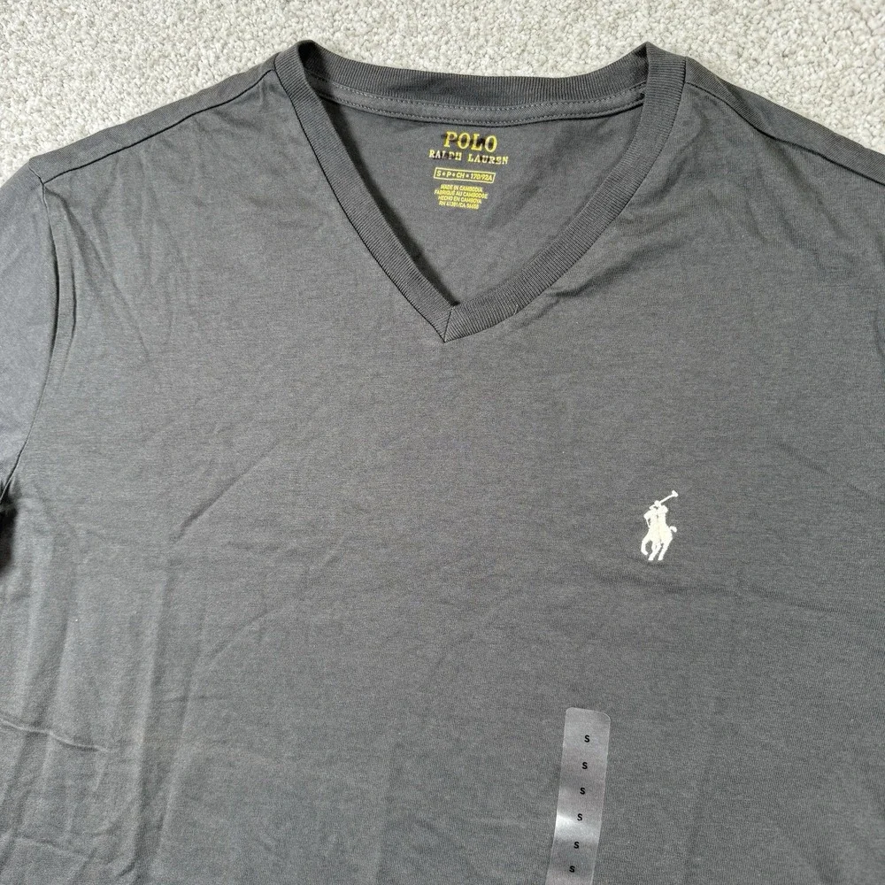 NEW‎ Polo Ralph Lauren Men's Charcoal Gray Cotton V-Neck T-Shirt